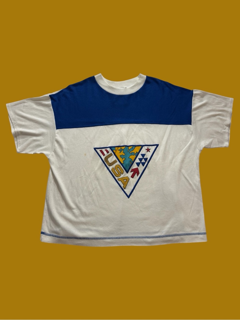 Vintage 70’s USA Colorblock Crop Tee